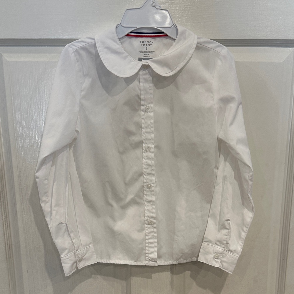 French Toast Girls White Button-Down Shirt Size 8